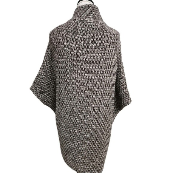 ELSAMANDA Chunky Knit Cape Cardigan Wool Alpaca Brown Women’s M Made In Italy - Picture 6 of 10